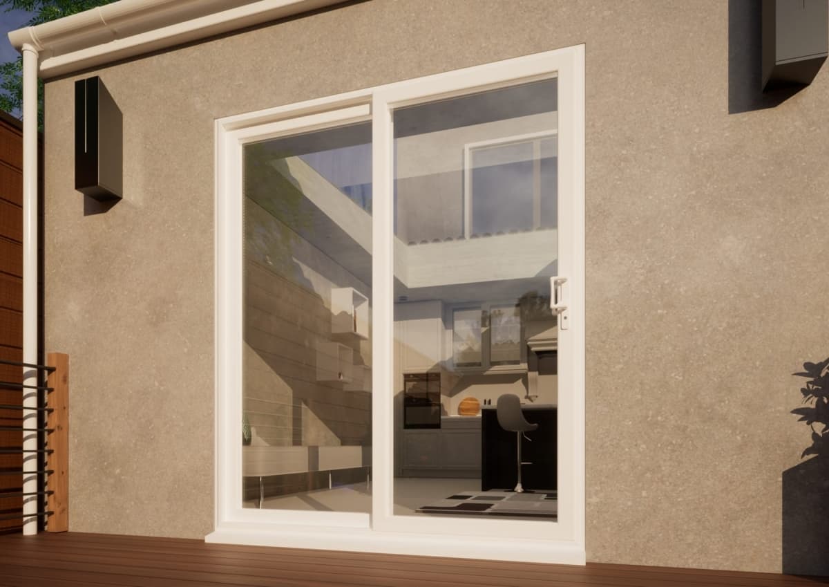 PVC Sliding Door Part Q Compliant - 1800mm White - Right Hand Slide & Left Hand Fixed