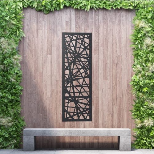 Aluminium Privacy Screen Tangled - Wall Mounted - 1800mm x 600mm Black