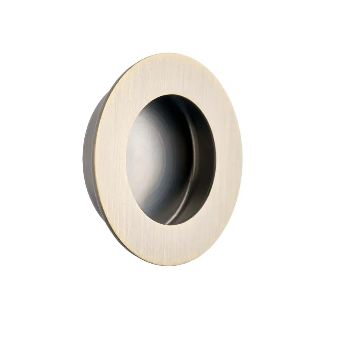 Round Pocket/Sliding Door Flush Pull Handle - 65mm - Antique Brass - Hardware Solutions