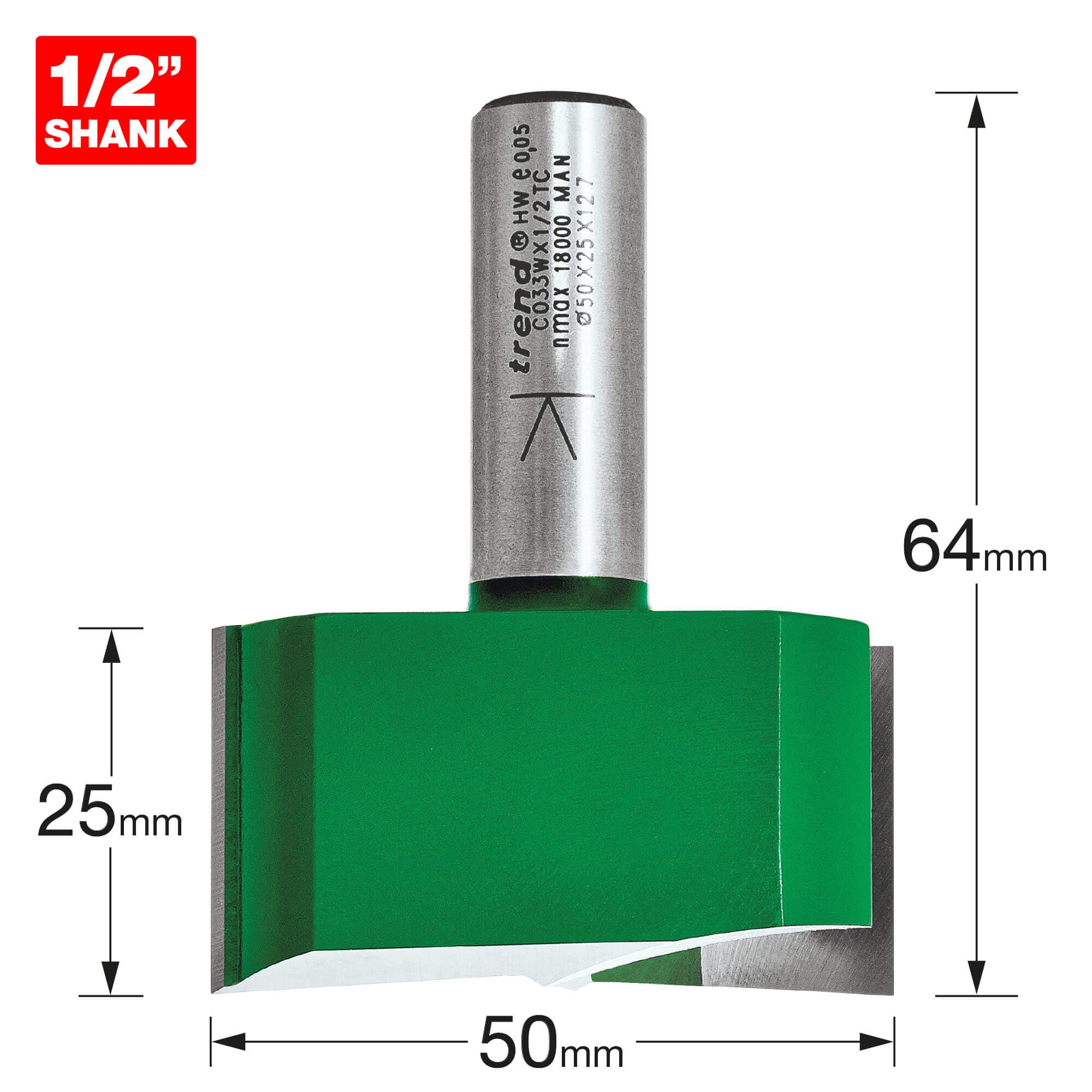 Trend Two Flute Cutter 50Mm Diameter Pk 1 C033WX1/2TC