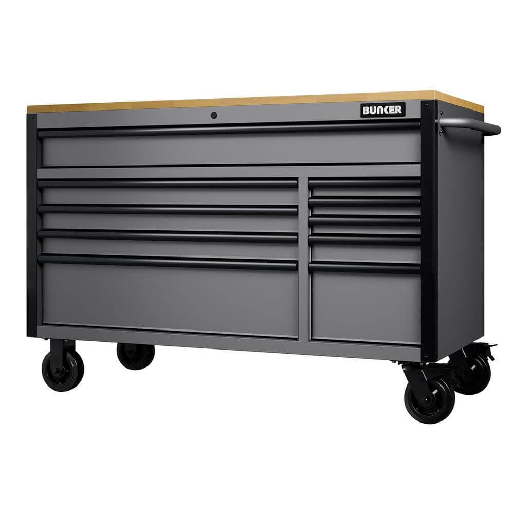 Bunker ® 10 Drawer Workbench Roller Tool Cabinet 56in Light Grey Pk 1 31760
