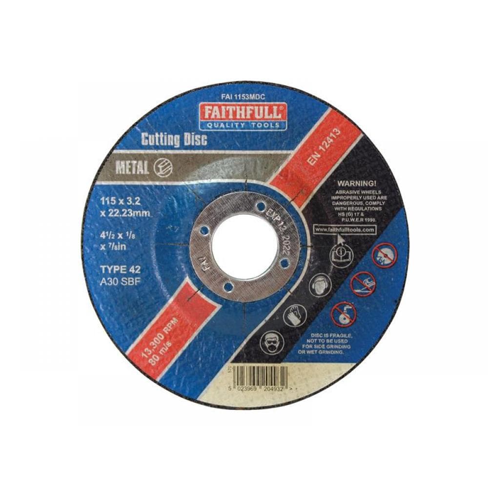 Faithfull Depressed Centre Metal Cutting Disc 115 X 3.2 X 22.23Mm