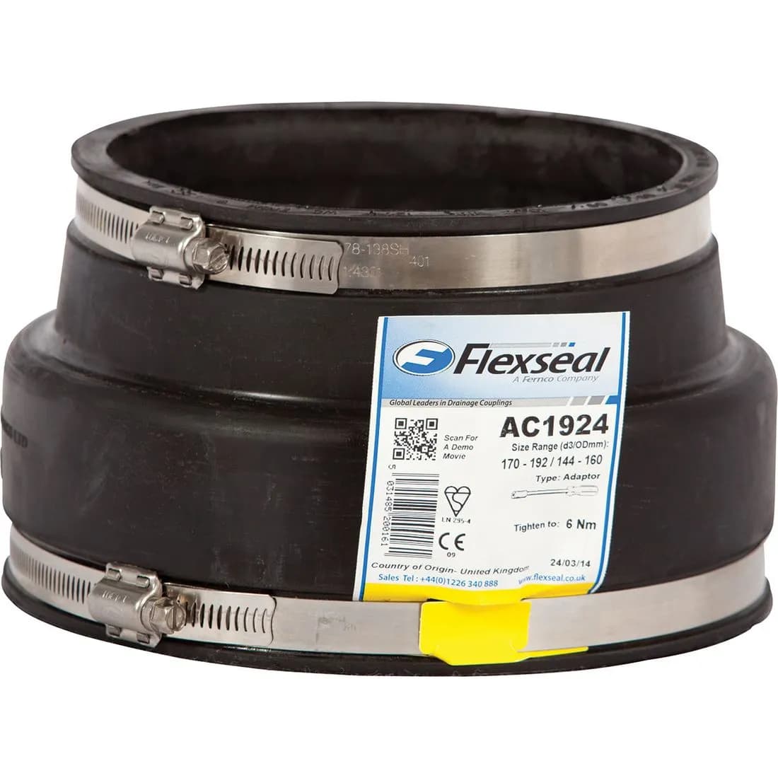 Fernco Drainage Adaptor 150Mm Clay To 160Mm Pvc