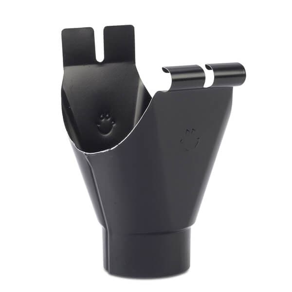 Steel Gutter Running Outlet - 120mm Black