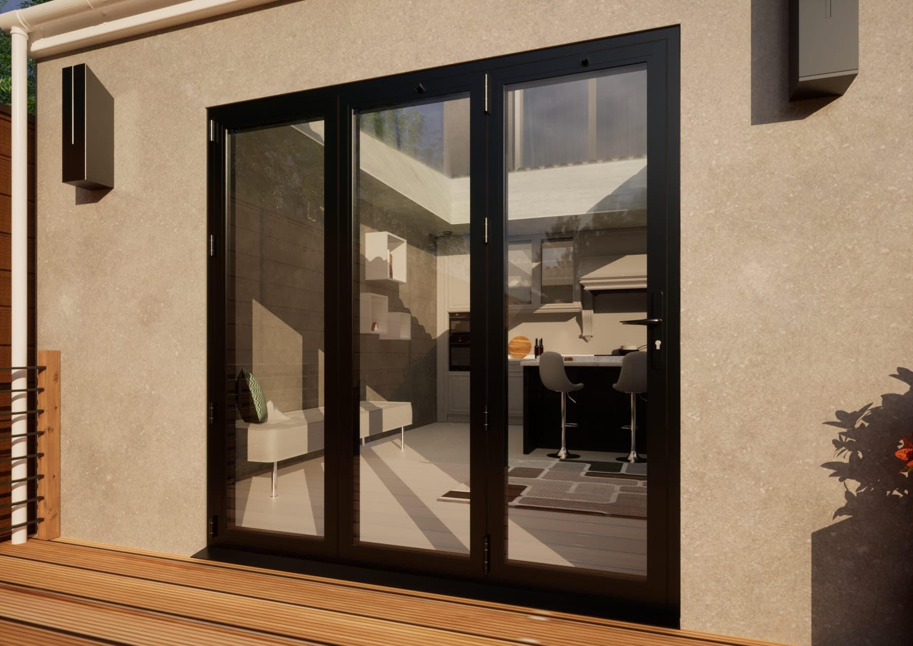 Aluminium Bifold Door Part Q Compliant - 2100mm Anthracite Grey - 3 Left