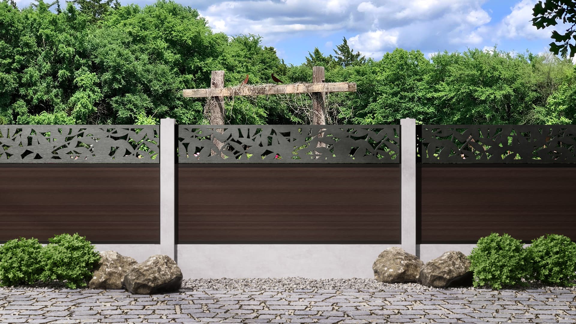 0.9m – Walnut – Amsterdam Decorative Panel With Fence