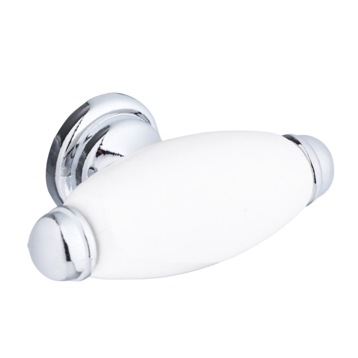 Hampstead Porcelain Cabinet/Drawer Knob - 60mm - Polished Chrome/White Porcelain - Elite Knobs & Handles