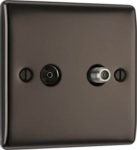 Evolve Brushed Brass (Black) Single Intermediate Light Switch 20A 16Ax PCDSB13B-01