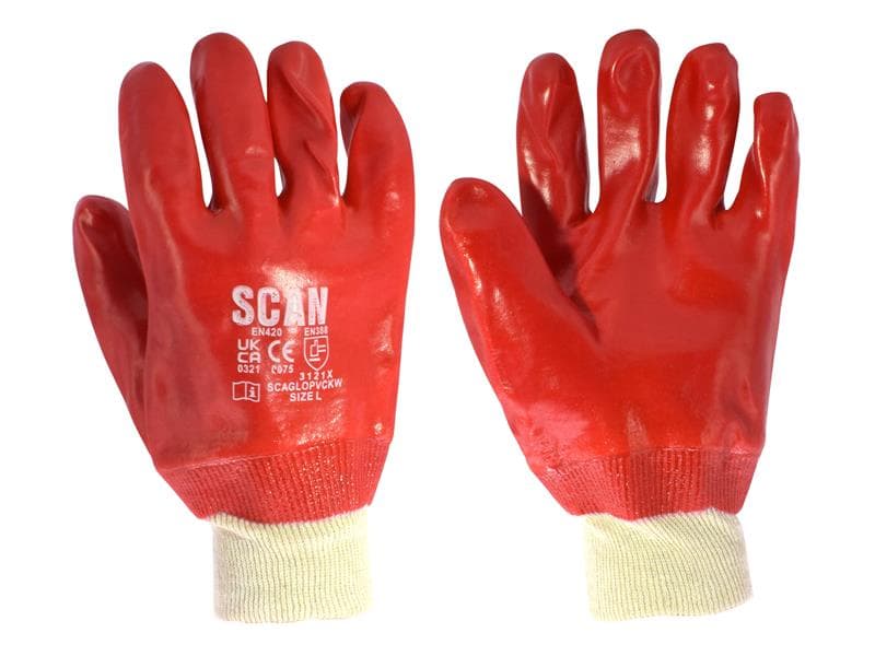 Scan 5002 Pvc Knitwrist Gloves - L (Size 9)