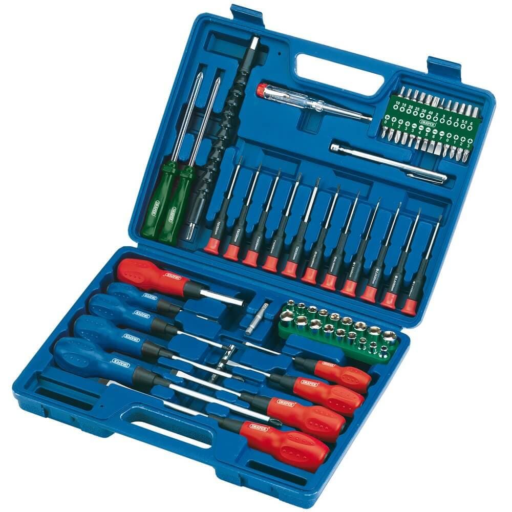 Draper 40850 Screwdriver Socket And Bit Set Blue (70 Piece) per set