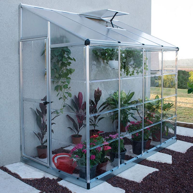 8â x 4â Palram Canopia Hybrid Lean To Silver Polycarbonate Greenhouse (2.44m x 1.25m)