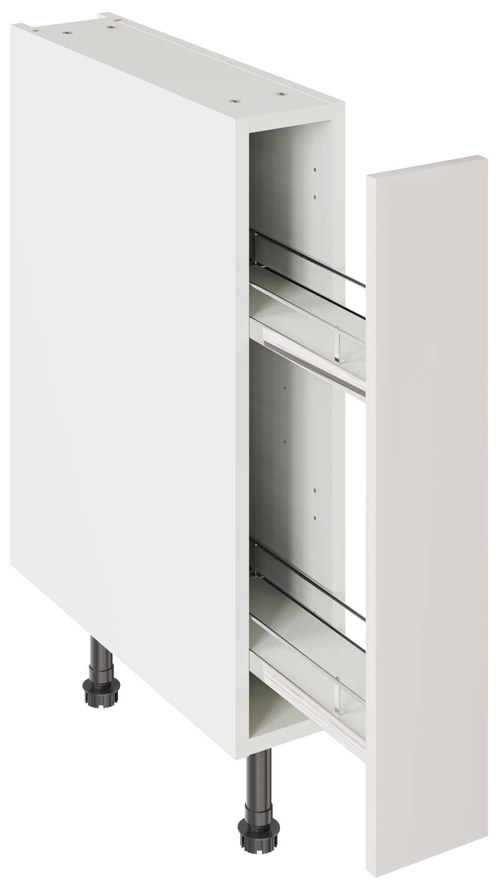 Kitchen Kit Flatpack 150 Base Kitchen Cabinet Pull-Out Slab Super Gloss Light Grey