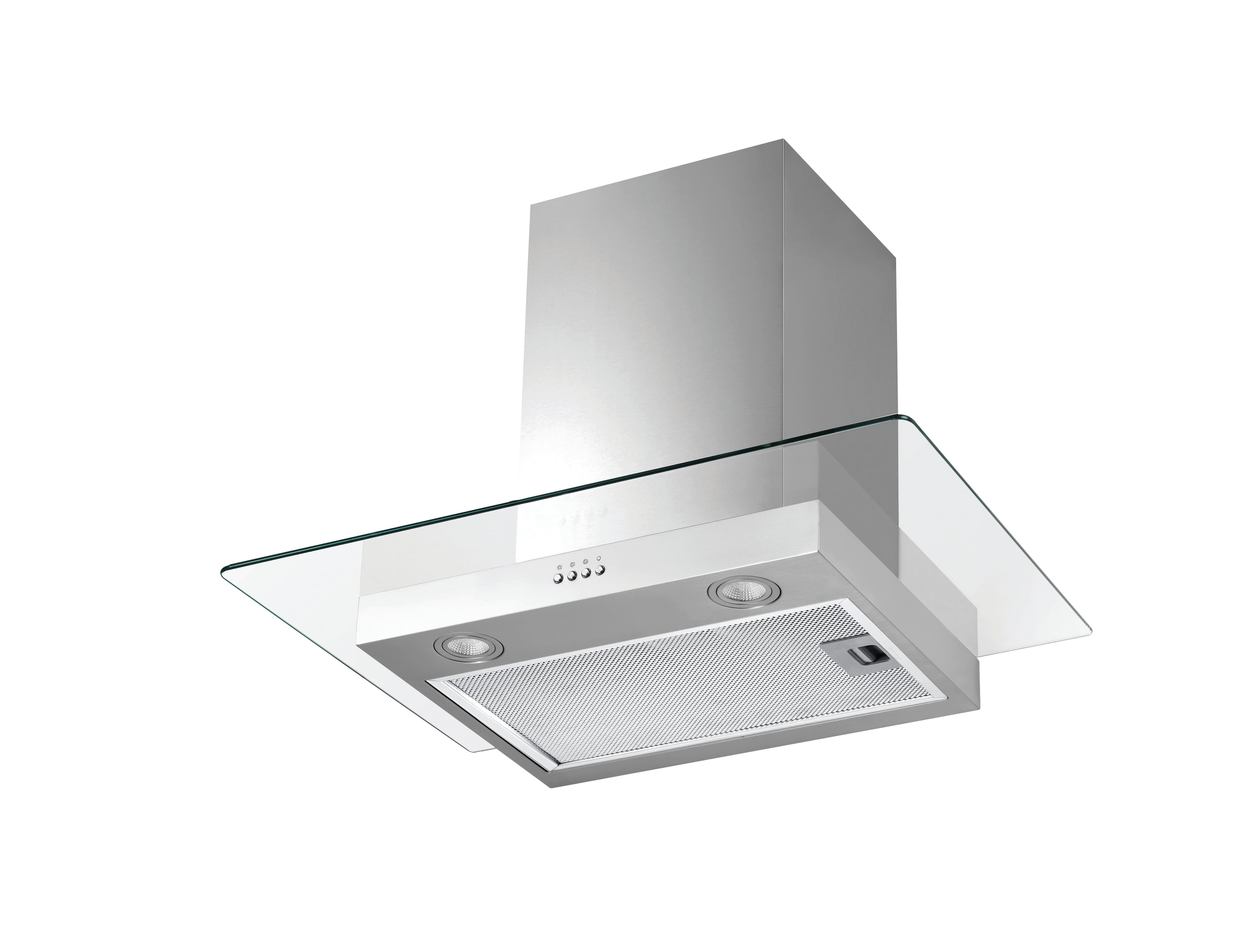 Benchmarx Stainless Steel Square Glass Chimney Hood With Push Button Controls & LED Lights NVMD600NX, 600x1160x600mm