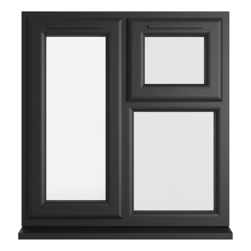 Crystal Double Glazed uPVC Window Black/White Left Hung 965mm x 905mm Clear