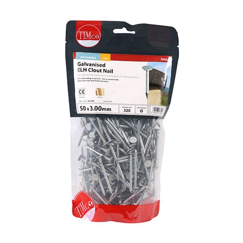 Extra Large Head Clout Nails – Galvanised – 1kg Bags