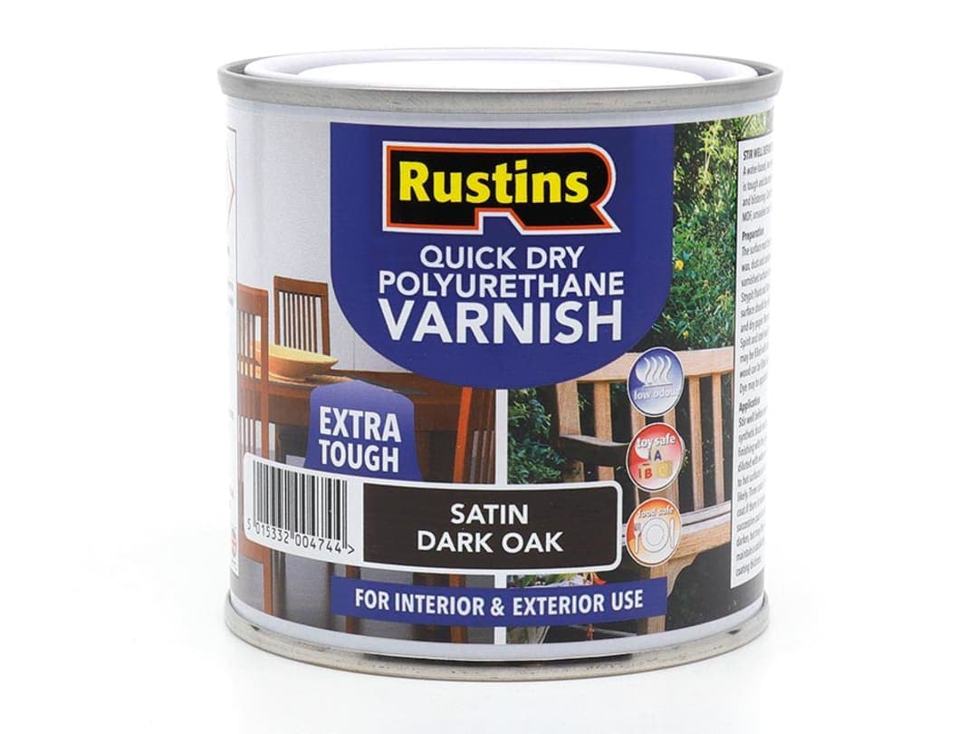 Rustins Quick Dry Polyurethane Varnish Satin Dark Oak 250ml PSDOW250 PSDOW250