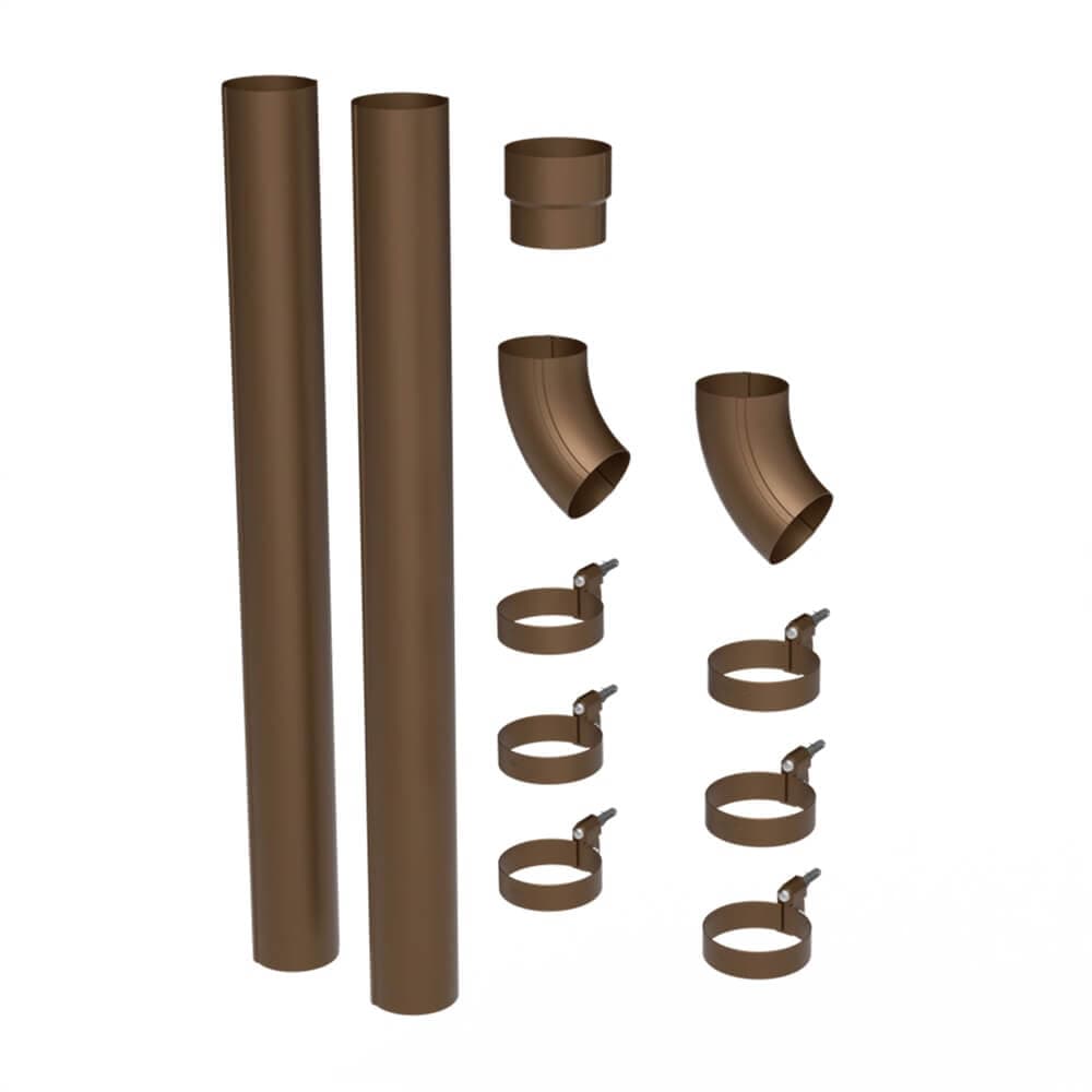 Galeco Steel Round Offset Downpipe Kit Copper Effect - 87mm Diameter