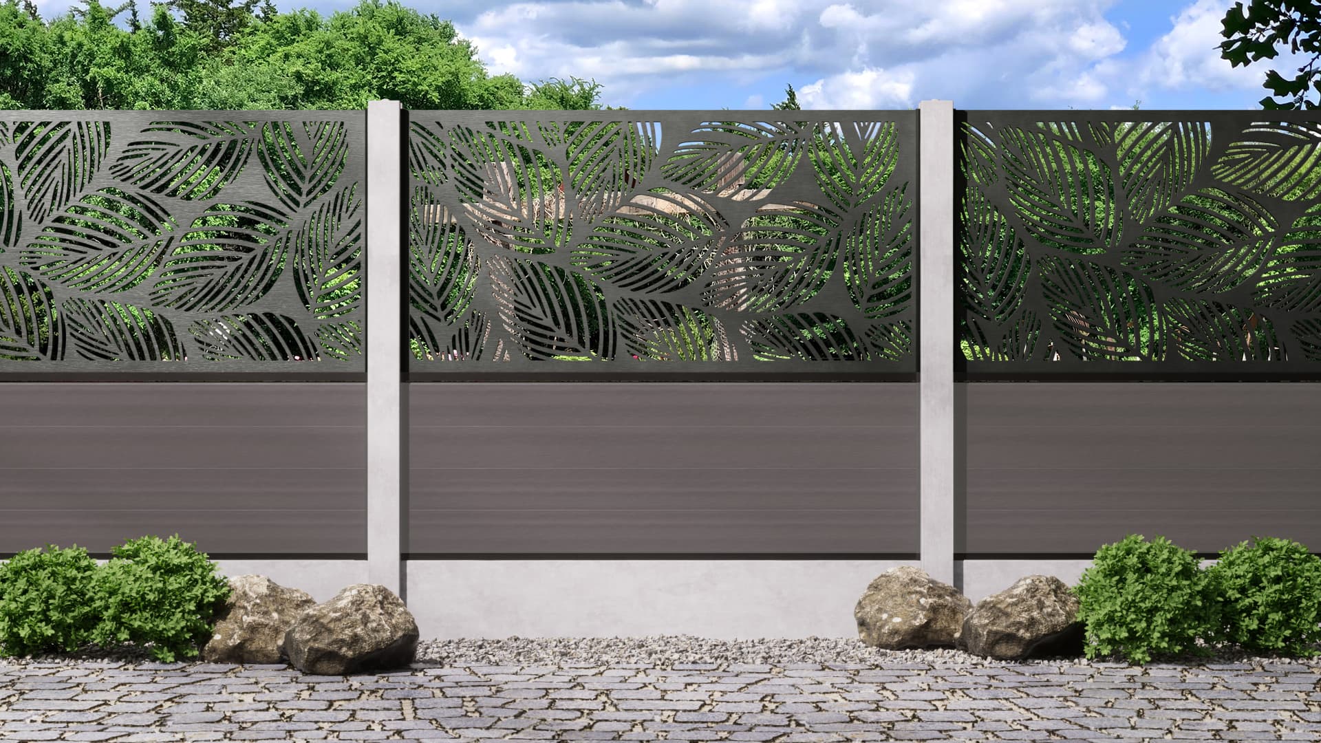 1.5m – Stone – Sydney Decorative Panel With Fence