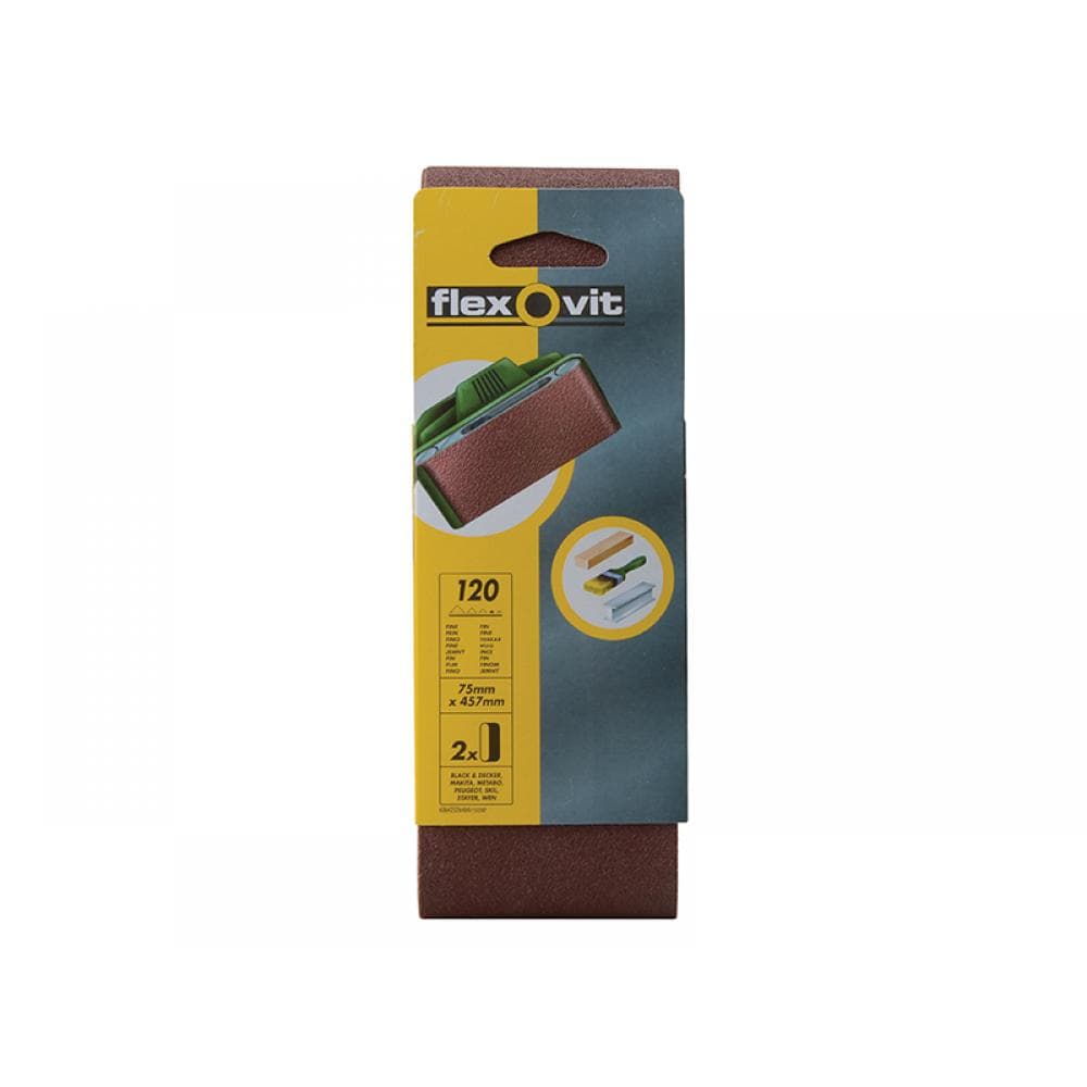 Flexovit 63642526464 Cloth Sanding Belt 457 X 75Mm Fine 120G (Pack 2)
