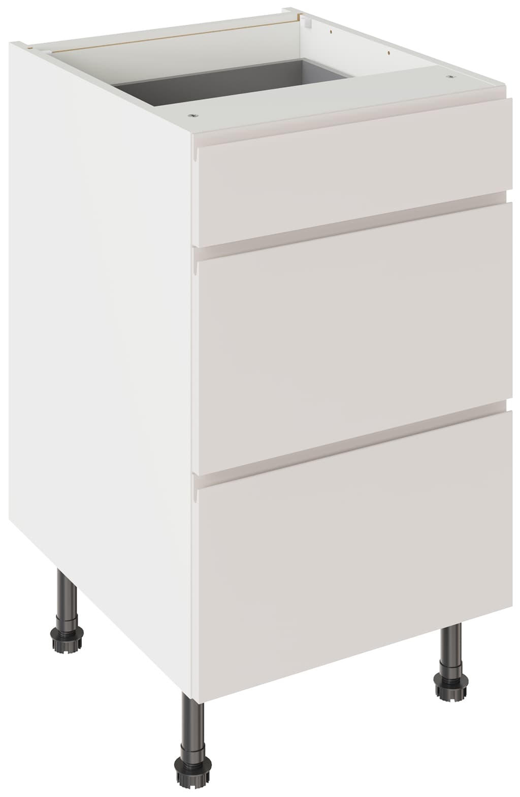 Flatpack Three Drawer Base Unit J-pull Super Gloss Light Grey 500mm - FKKJ0241