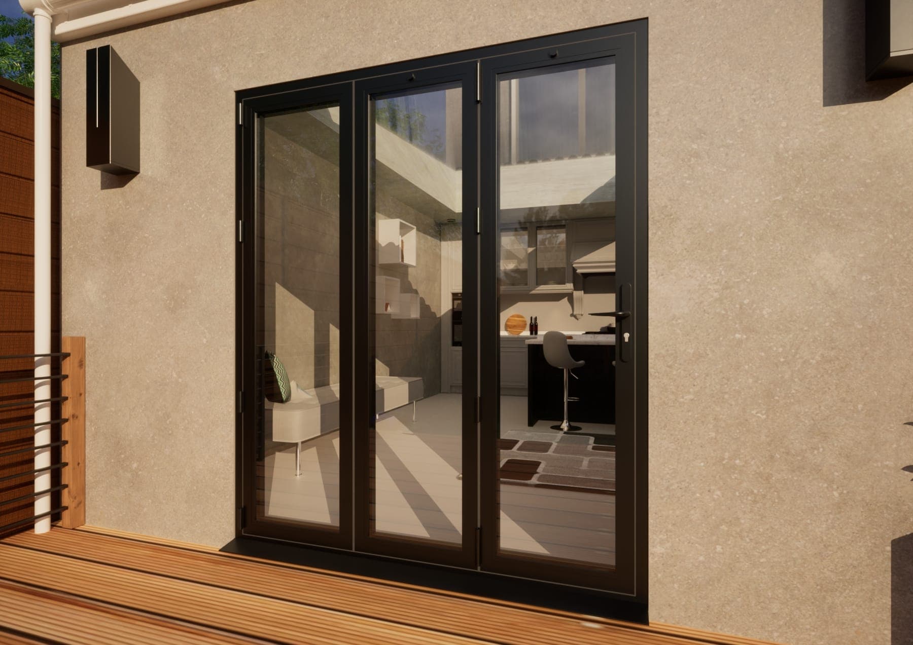 Aluminium Bifold Door Part Q Compliant - 1800mm Anthracite Grey - 3 Left