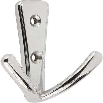 Modern Design Polished Chrome Wide Double Robe Hook - Wall/Door Mountable - Decohooks