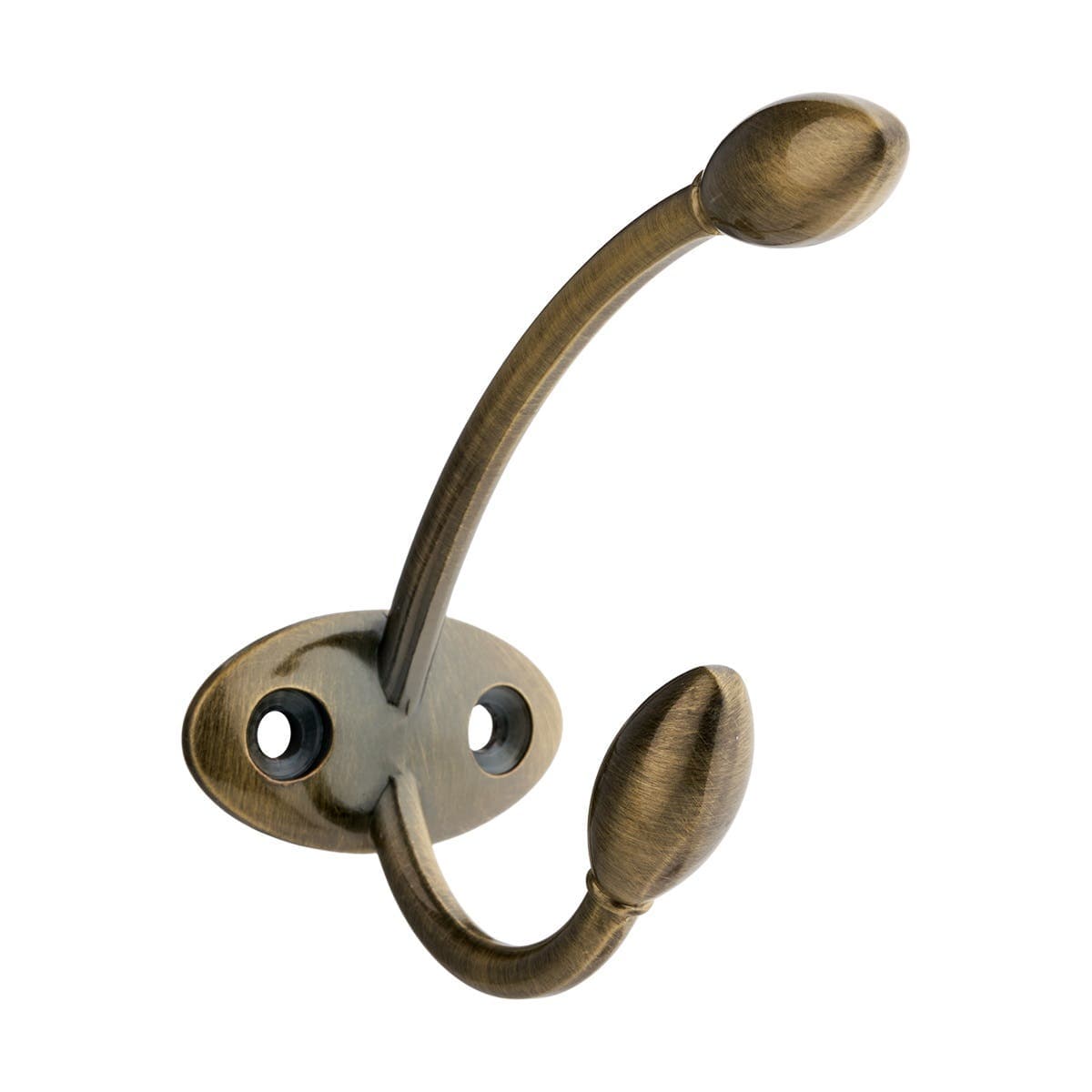 Rosebud Double Hat & Coat Hook - Antique Brass - Wall/Dour Mountable - Decohooks