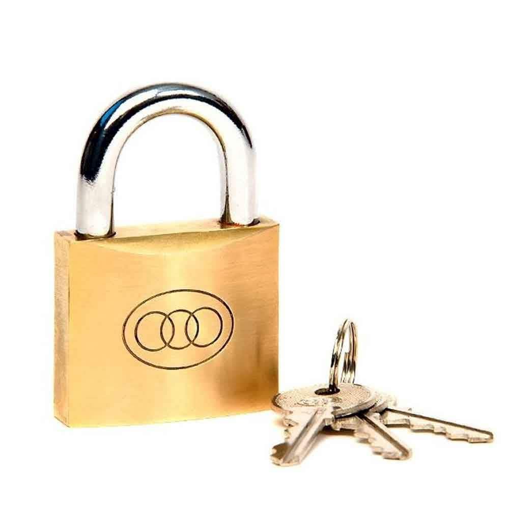Tri Circle Padlock - 25mm - Polished Brass - Security Solutions