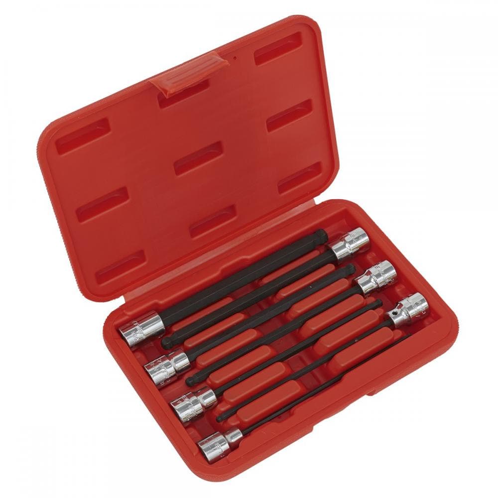 Sealey AK62257 Ball-End Hex Socket Bit Set 7Pc 3/8inSq Drive 150Mm Metric
