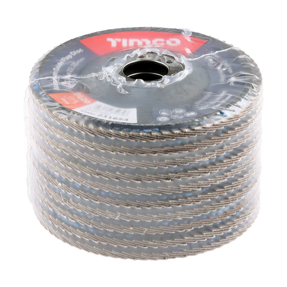 Timco Set Of Flap Discs - Aluminium Oxide - Type 29 Conical - 120 Grit Pack 10 231989