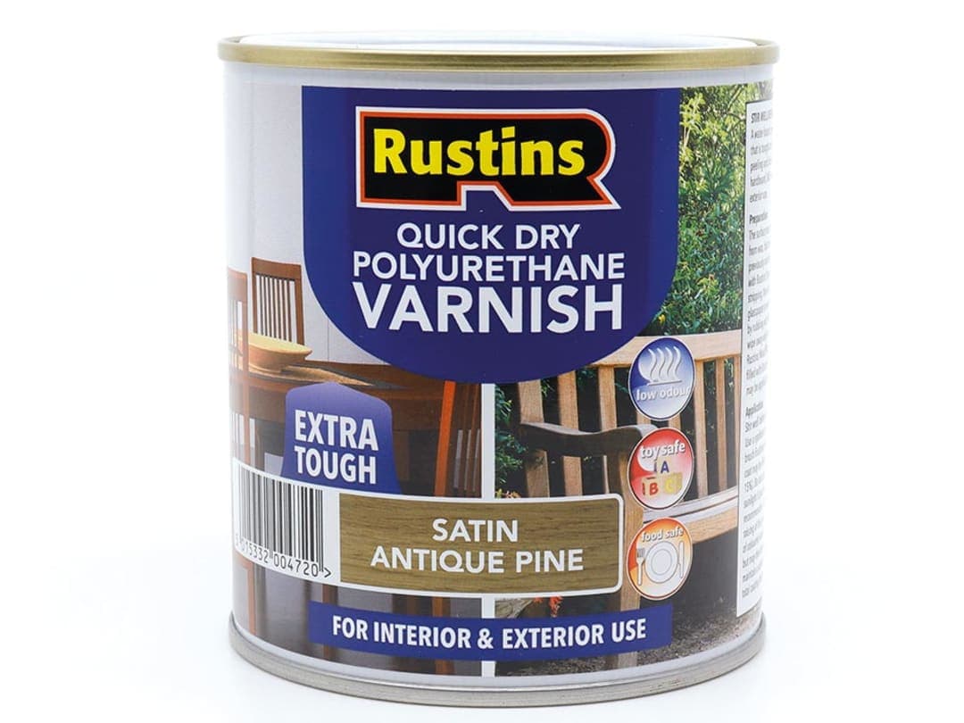 Rustins Quick Dry Polyurethane Varnish Satin Antique Pine 500ml PSAPW500 PSAPW500