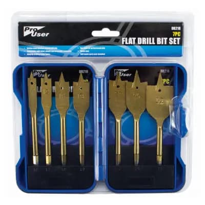 7 Piece Flat Drill Bit Set - Heavy Duty Carbon Steel - 10mm - 32mm - Hardware Solutions
