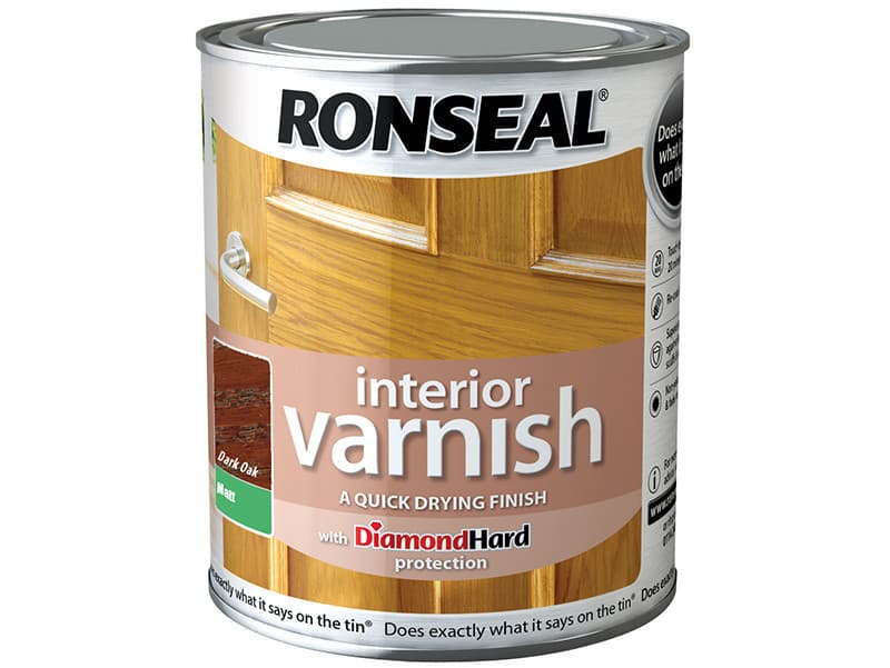 Ronseal 36857 Interior Varnish Quick Dry Matt Dark Oak 250Ml