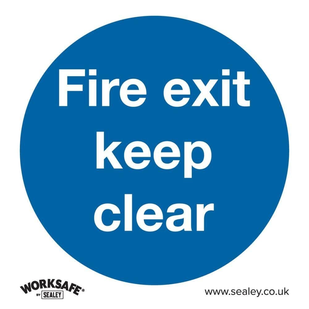Sealey SS2P10 Mandatory Safety Sign - Fire Exit Keep Clear - Rigid Plastic - Pack Of 10