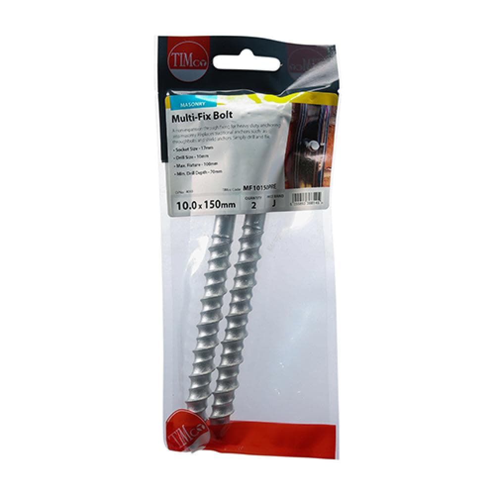 Timco MF10150PRE Masonry Bolts - Hex - Exterior - Silver 10.0 X 150 TIMpac 2