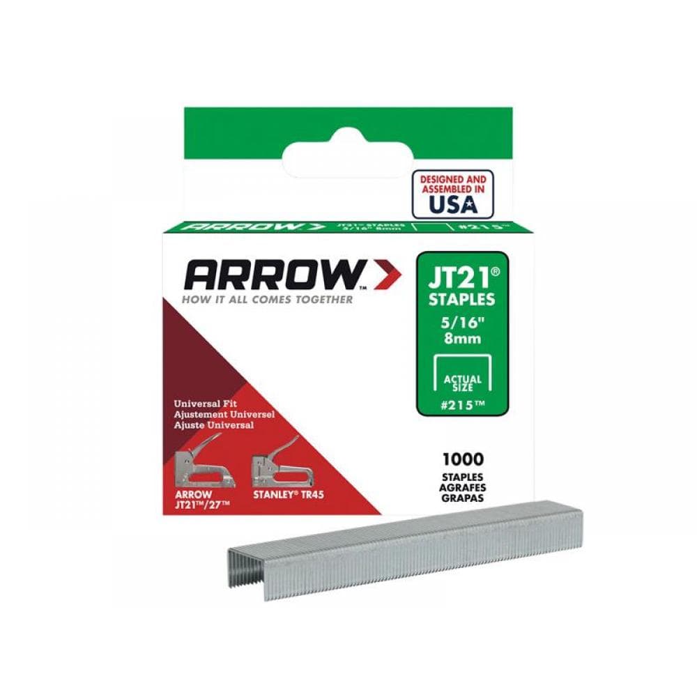 Arrow A215 Jt21 T27 Staples 8Mm ( 5/16In) (Box 1000)