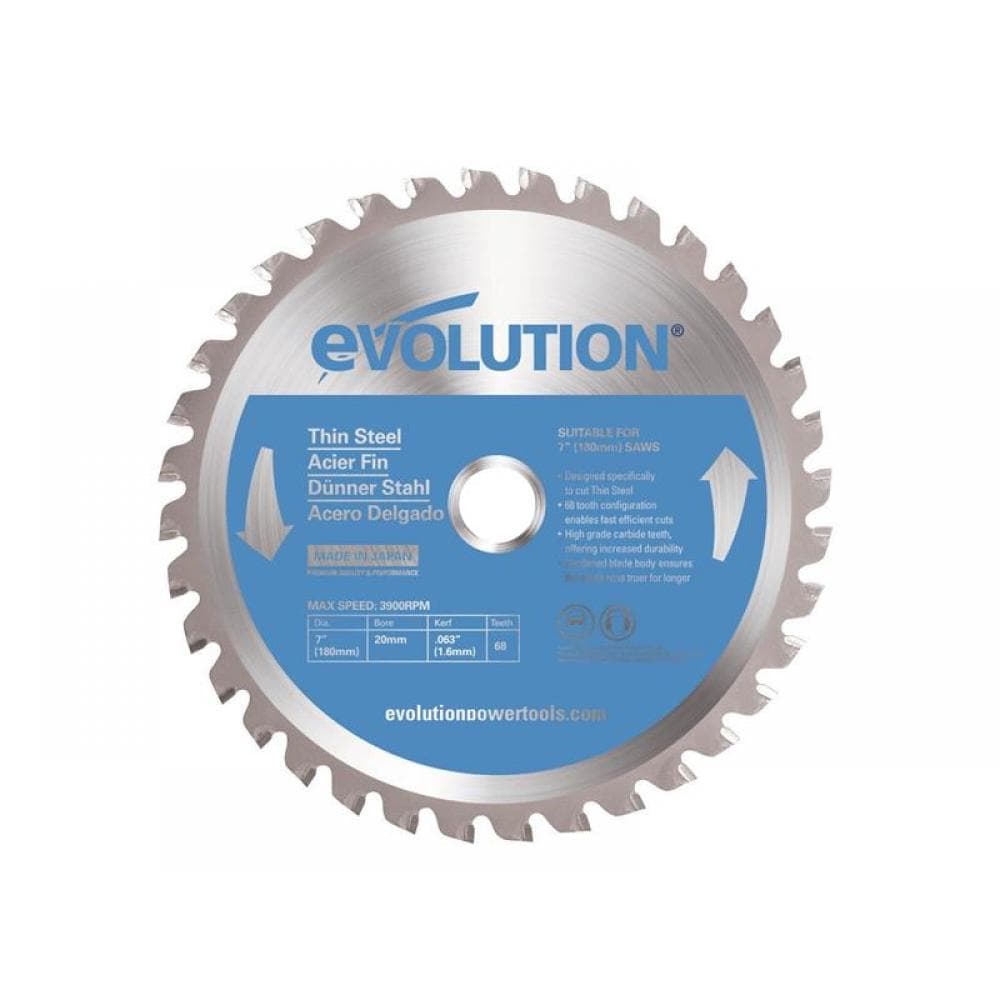 Evolution EVOBLADETS Thin Steel Cutting Circular Saw Blade 180 X 20Mm X 68T