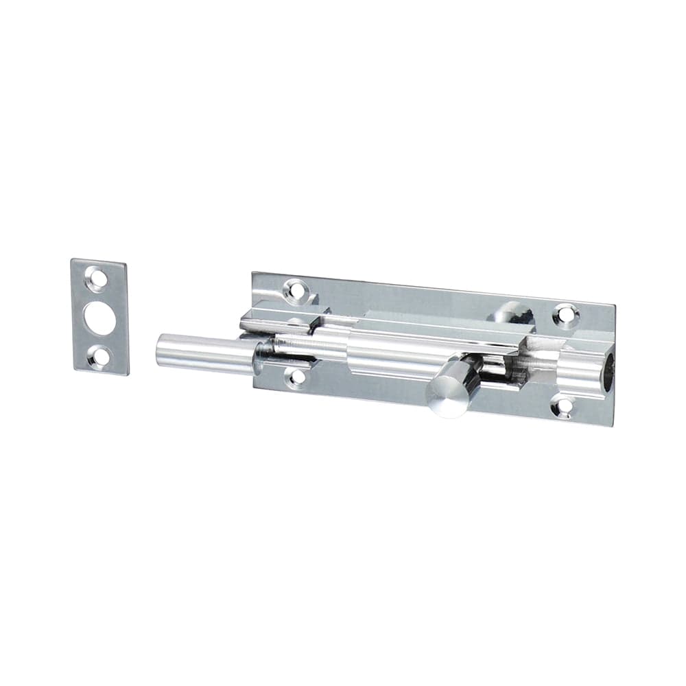 Necked Internal Door Barrel Bolt - Polished Chrome - 75 x 25mm