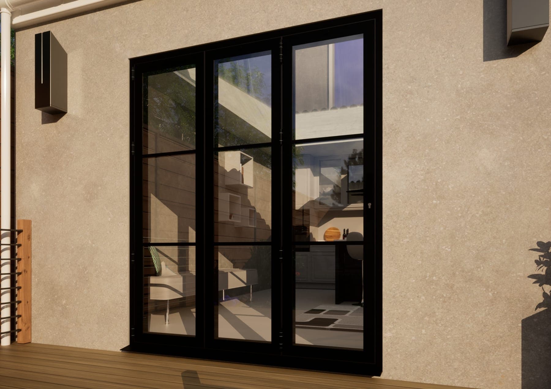 Heritage Aluminium Bifold Door - 1800mm Black - 3 Left