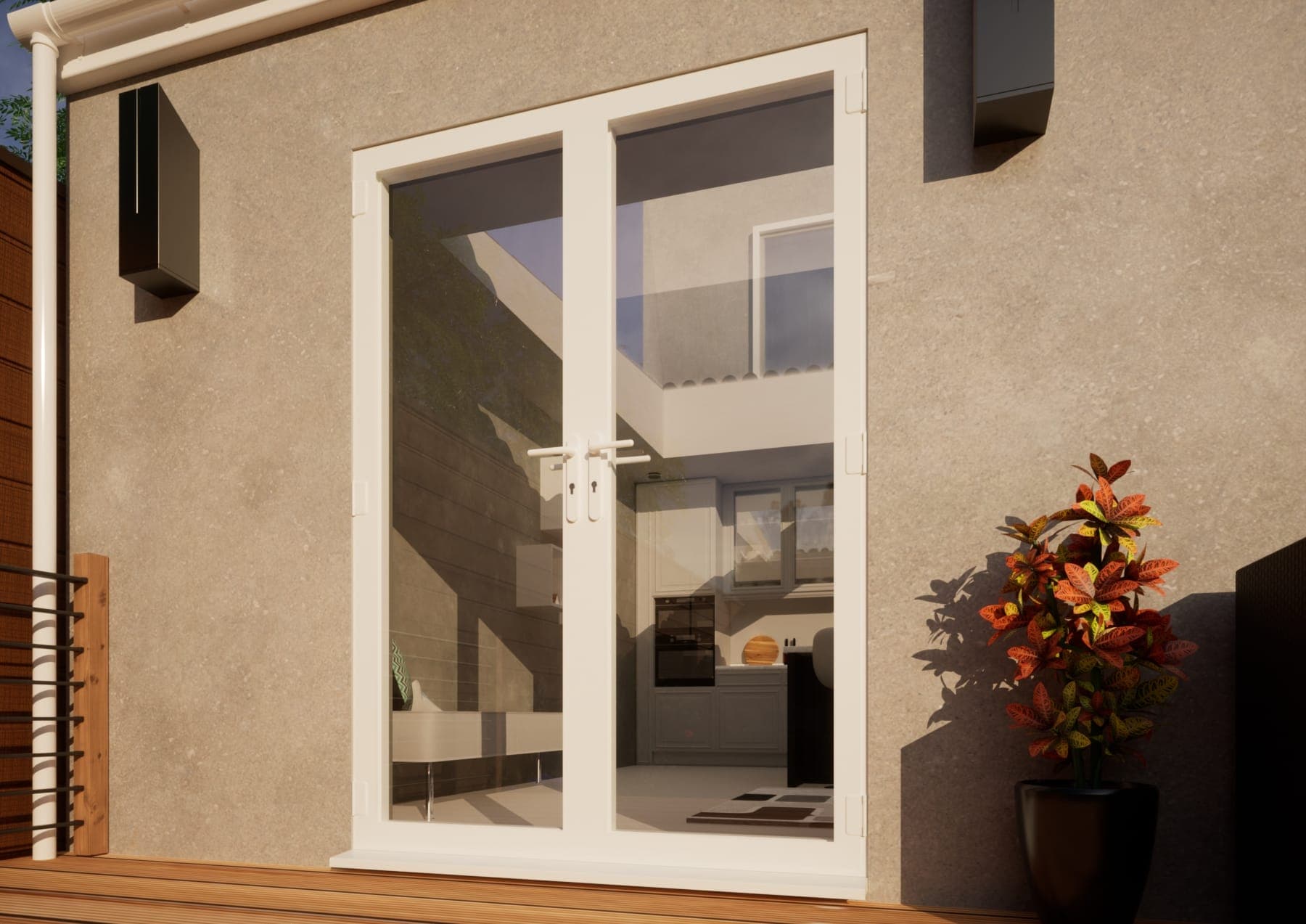 Aluminium French Door Part Q Compliant - 1500mm White - Open Out