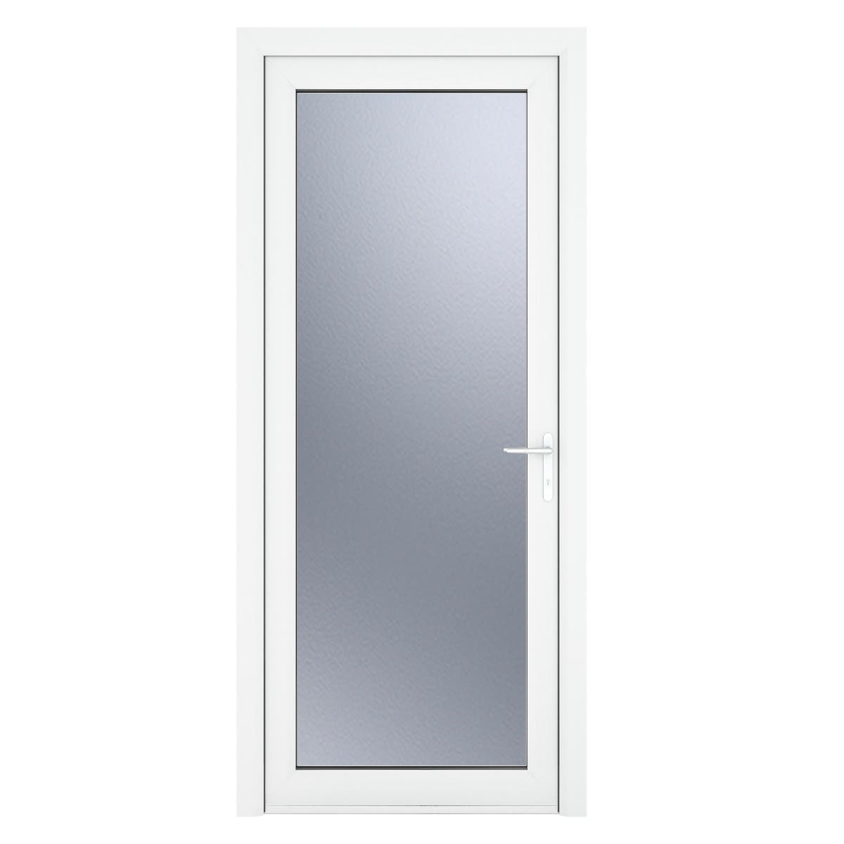 uPVC White - Single External Door - Full Glass - Obscure - Triple Glazed - Left Hand Open - 840mm x 2090mm
