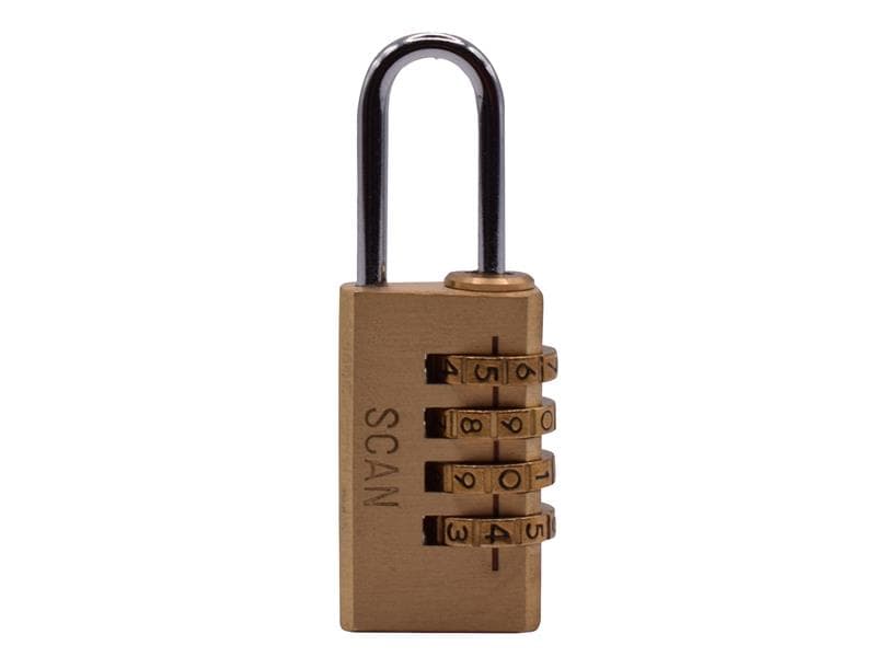 Scan NL1124 Brass Combination Padlock 20Mm