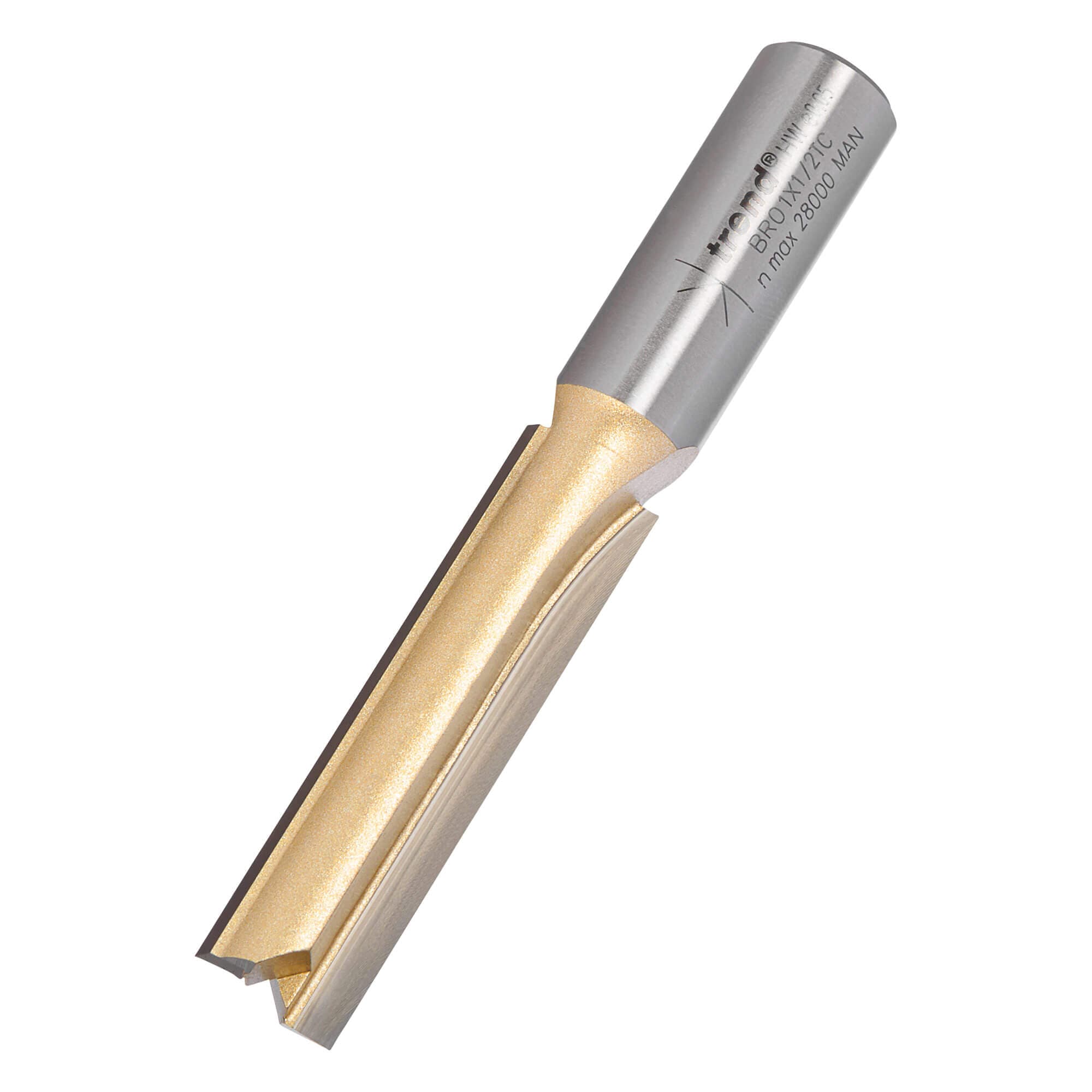 Trend 1/2in Tct Two Flute Straight Worktop Router Cutter 12.7Mm X 50Mm Pk 1 BR01X1/2TC