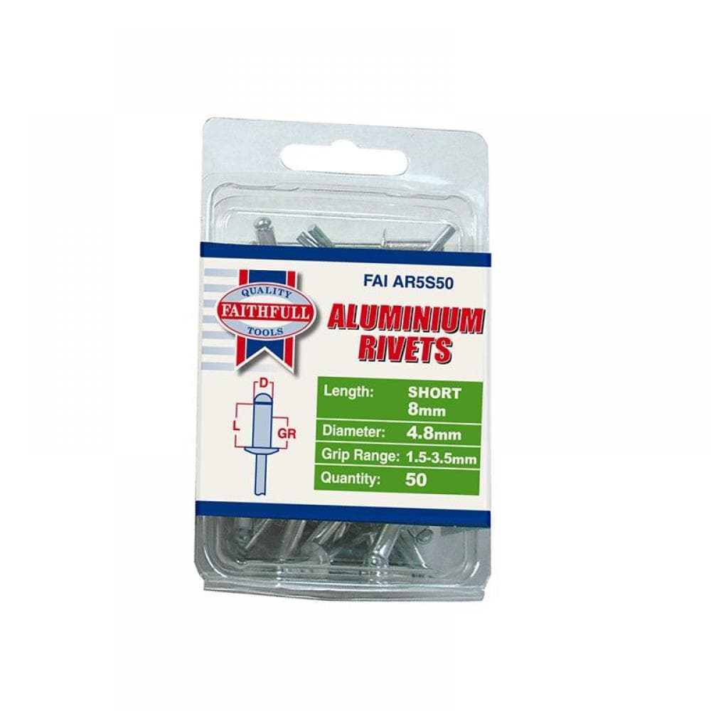Faithfull Aluminium Rivets 4.8 X 8Mm Short Pre-Pack Of 50