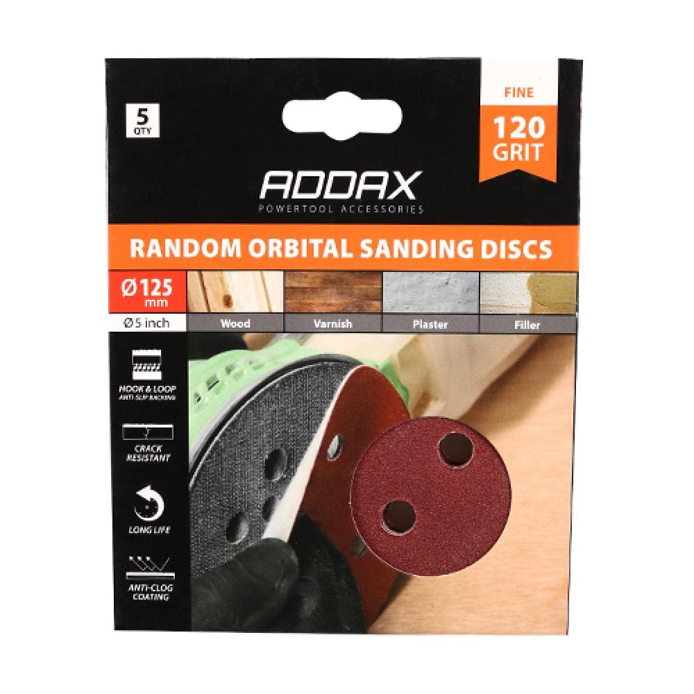 Timco 231378 Random Orbital Sanding Discs - 120 Grit - Red 125Mm Pack 5
