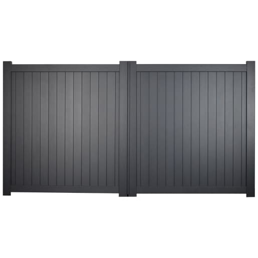 Canterbury Double Swing Flat Top Driveway Gate with Vertical Solid Infill 3500 x 2200mm Grey
