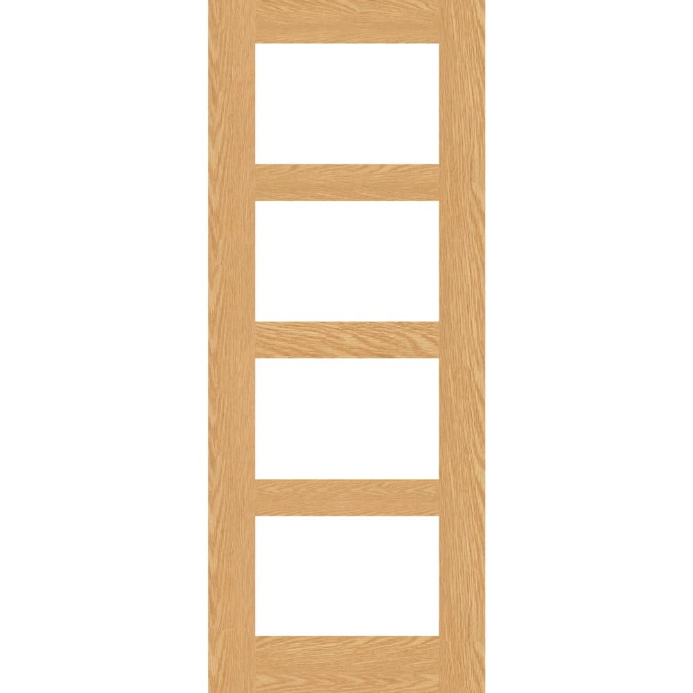 Shaker 4P White Unfinished Oak Glazed Traditional Shaker Door, 1981x686x35mm