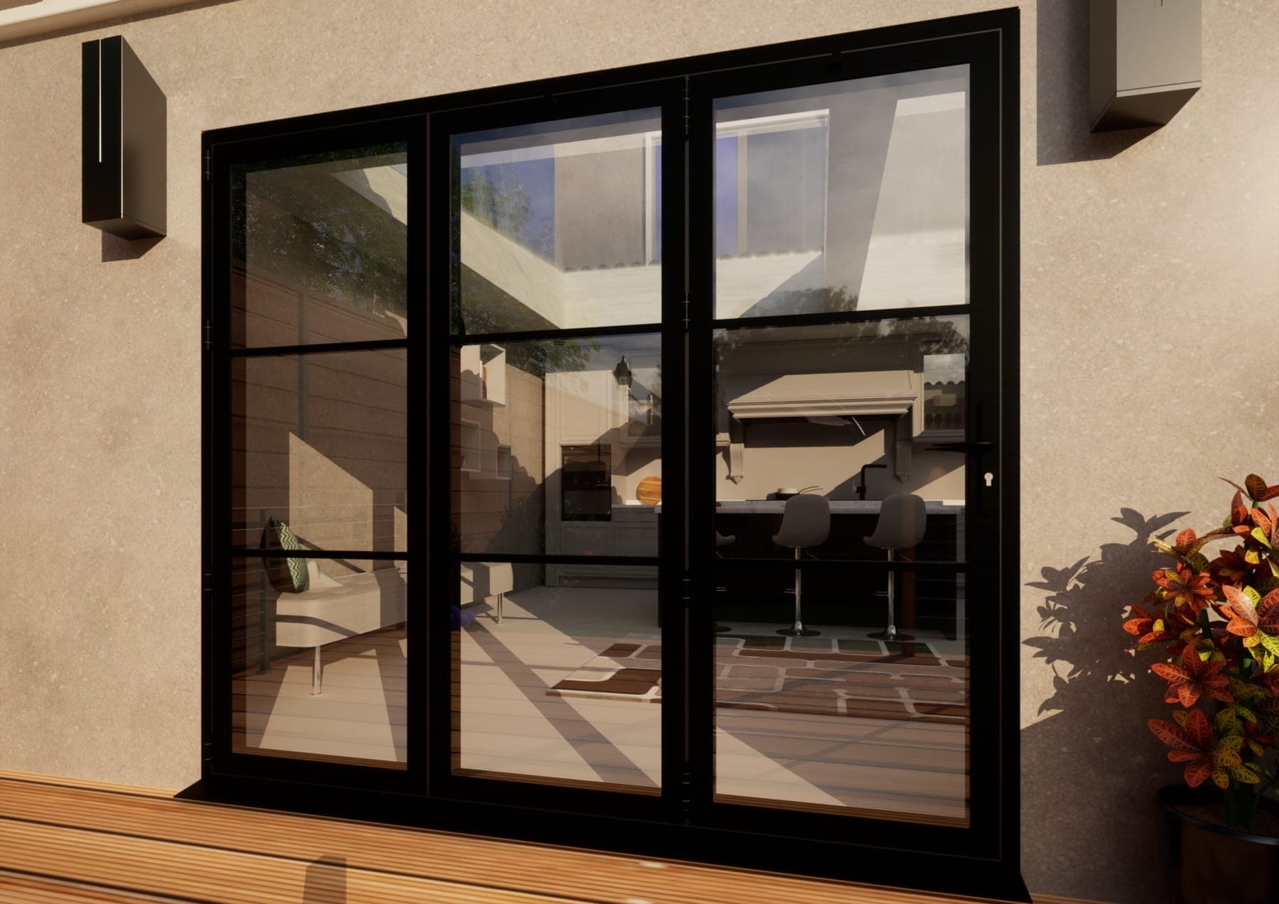 Heritage Aluminium Bifold Door Part Q Compliant - 2400mm Black - 3 Left