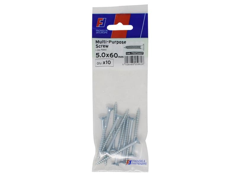 Forgefix FPKMPS560ZP Multi-Purpose Pozi Screw Csk St Zp 5.0 X 60Mm Forgepack 10