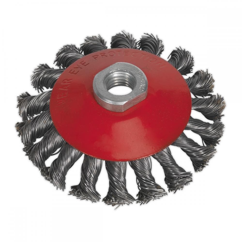 Sealey CWB100 Conical Wire Brush Ø100Mm M10 X 1.5Mm